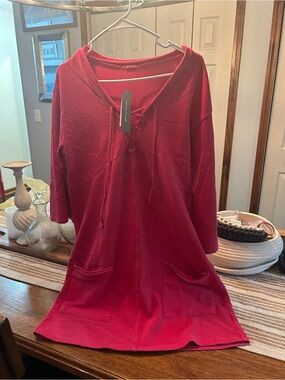 LA Made brand. Red hooded cover up or dress